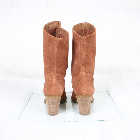 LUCKY BRAND Embrleigh Brown Suede Mid-Calf Boots - Picture 4 of 14